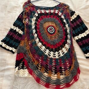 Free People Colorful Crochet Sweater